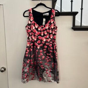 Prabal Gurung Pink Floral Modern Silk Cotton Knee Length Dress